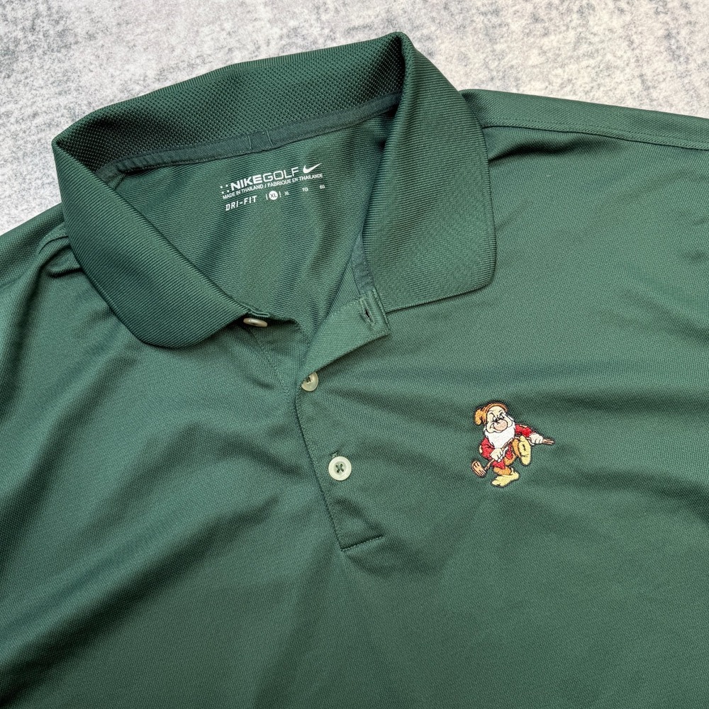Disney World Nike Golf Polo Shirt Men XL Grumpy Embroidered Forest Green Dri Fit